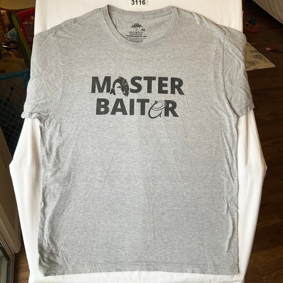 Ann Arbor Men Short Sleeve Crewneck T-shirt Size XL, Gray, Master Baiter - Picture 1 of 7